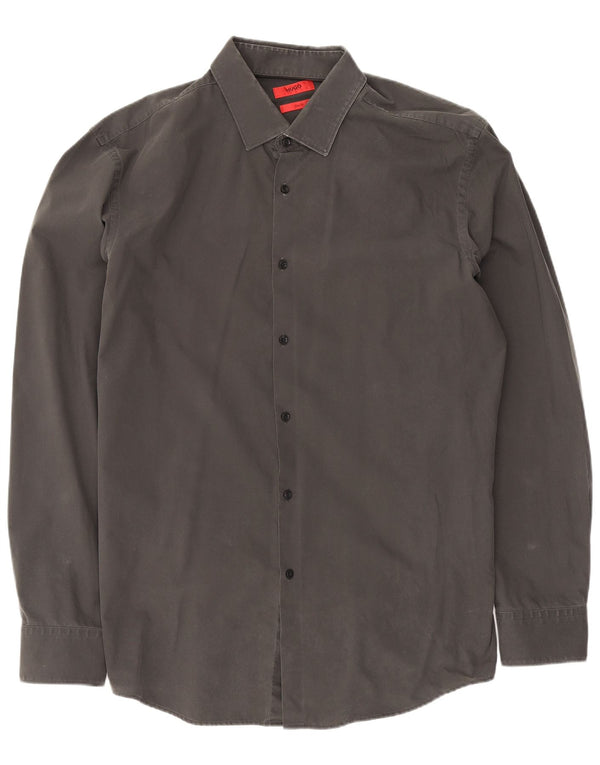 Camisa Hugo Boss Hombre Slim Fit Talla 43 17 XL Algodón Gris