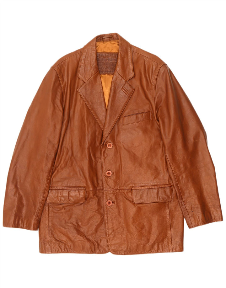 Union River Chaqueta tipo blazer de cuero con 3 botones para hombre EU 48/50 Marrón medio