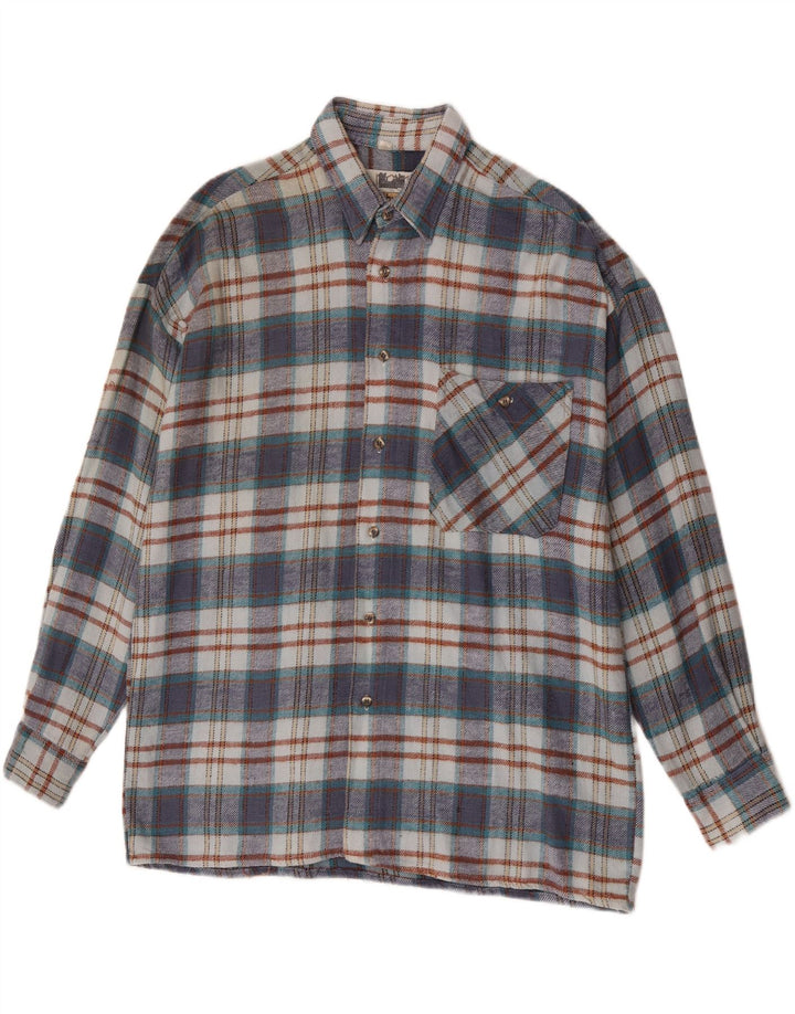 Camisa de franela Southwest para hombre, talla 41/42, algodón a cuadros azul grande