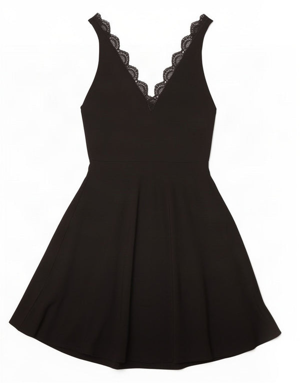 Zara Vestido Acampanado Sin Mangas para Mujer UK 42 Medium Viscosa Negra