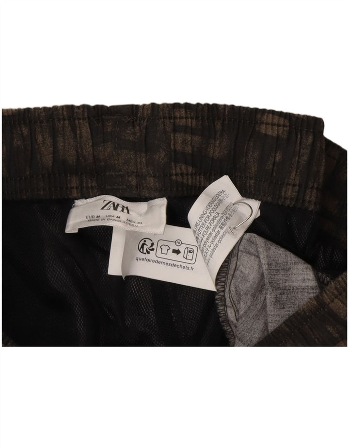 Zara Hombre Bañador Shorts Mediano Negro Geométrico Poliéster
