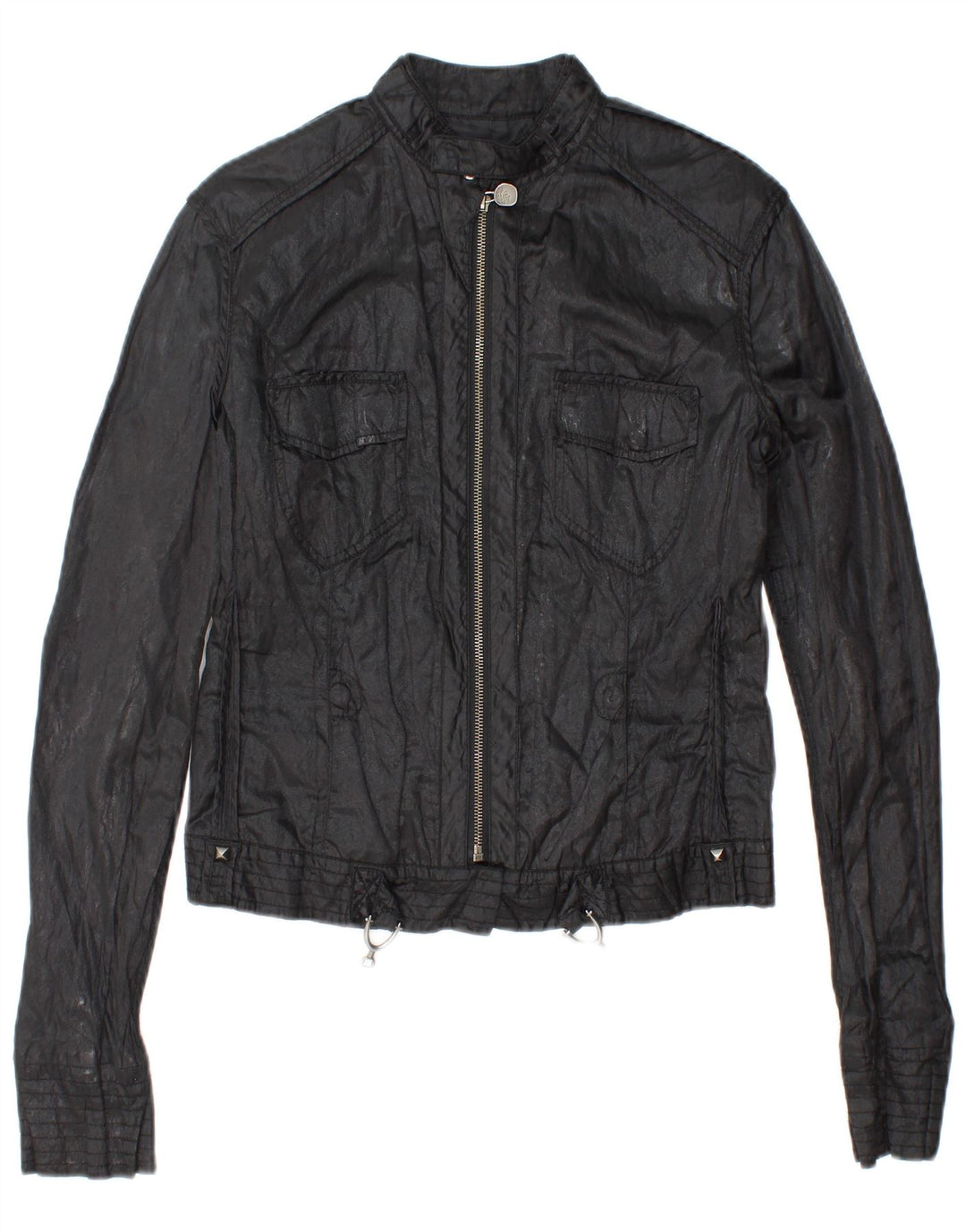 GUESS Chaqueta utilitaria corta para mujer Reino Unido 44 Grande Algodón negro