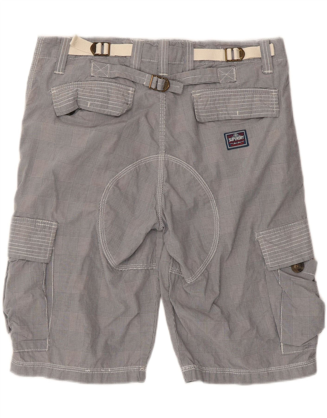 SUPERDRY Pantalones cortos cargo para hombre medianos W34 Algodón a cuadros gris