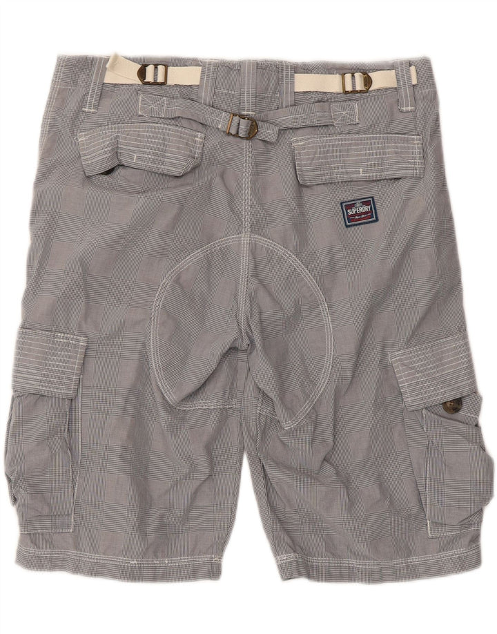SUPERDRY Pantalones cortos cargo para hombre medianos W34 Algodón a cuadros gris