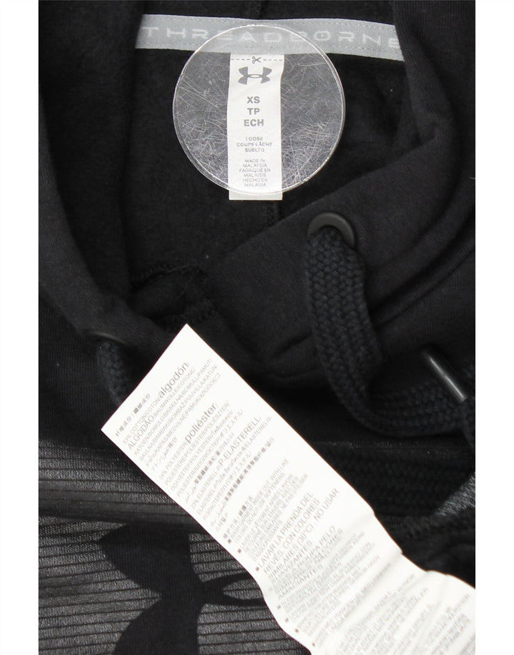 UNDER ARMOUR Jersey con capucha y gráfico extragrande para mujer UK 6 XS Algodón negro