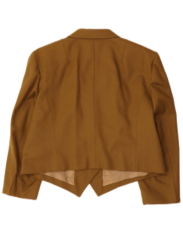 Vintage mujer 3/4 manga doble pecho chaqueta bolero IT 46 grande caqui