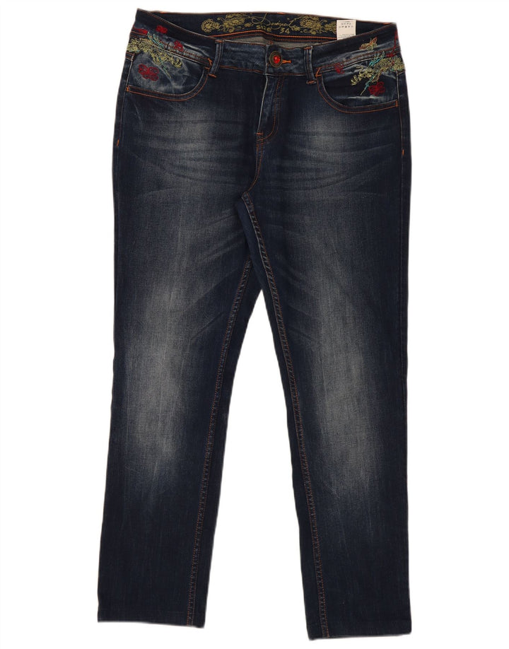 Jeans Desigual Mujer Graphic Slim W34 L29 Poliéster Azul Marino
