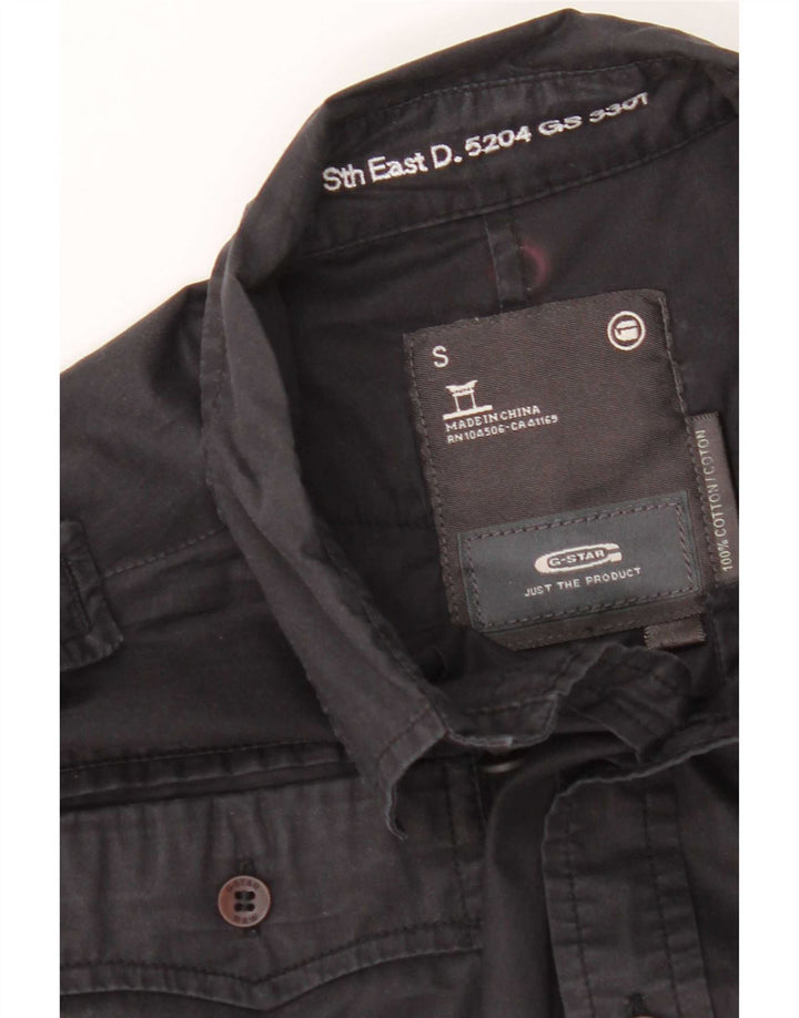 G-Star Hombre Camisa Militar Pequeña Algodón Negro