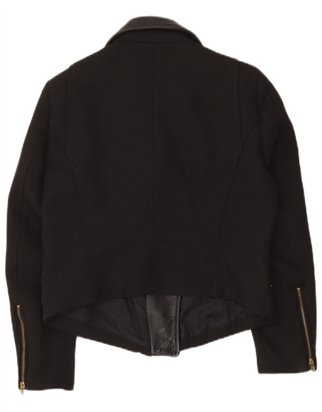 ZARA Chaqueta Biker Corta para Mujer Reino Unido 44 Grande Negro