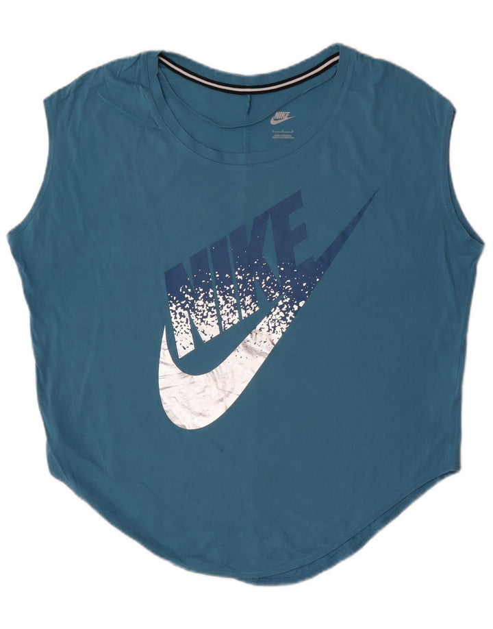 Nike - Camiseta sin mangas con gráfico extragrande para mujer, talla 40, algodón azul grande