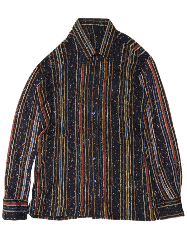 Camisa vintage para hombre mediana azul marino a rayas