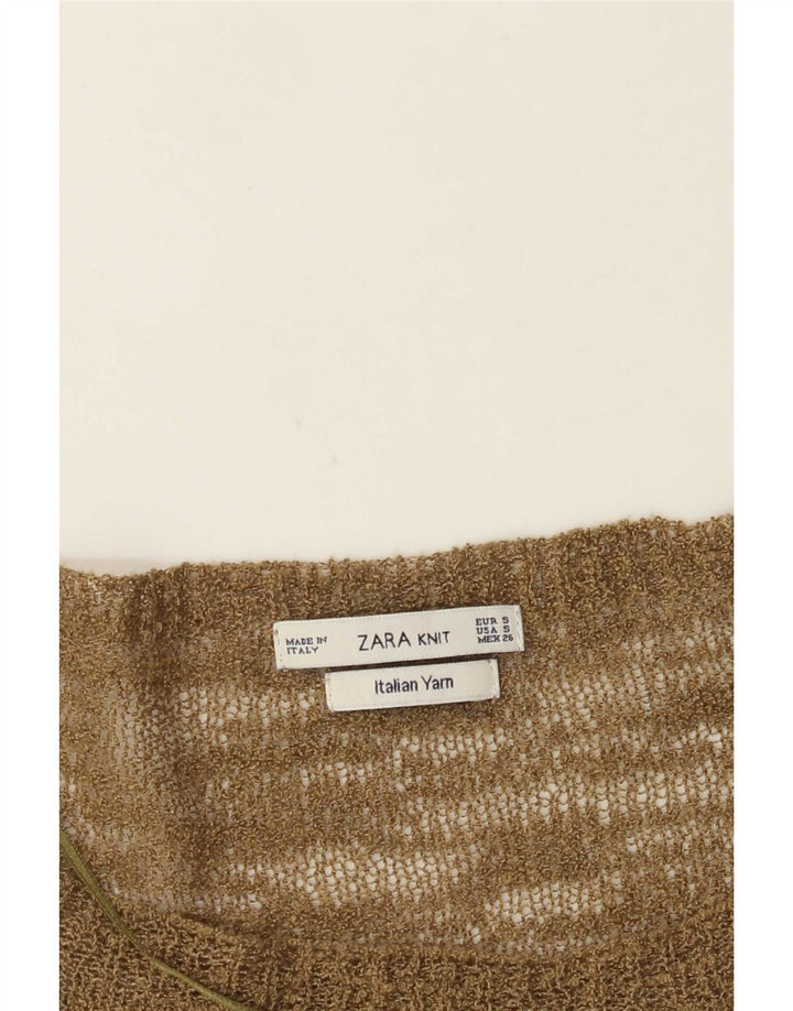 Zara Mujer Blusa Extragrande Top UK 10 Small Caqui