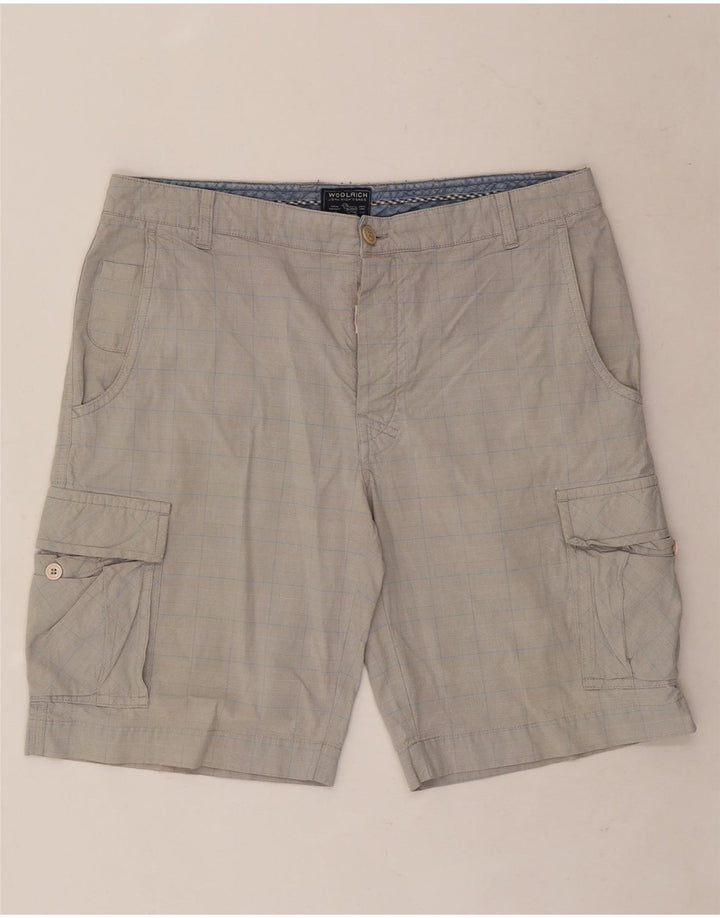 Woolrich Pantalones cortos tipo cargo para hombre W34 Large Grey Check