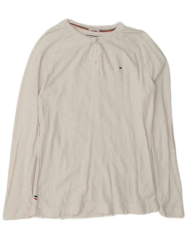 Tommy Hilfiger Mens Regular Top Manga Larga Grande Algodón Blanco