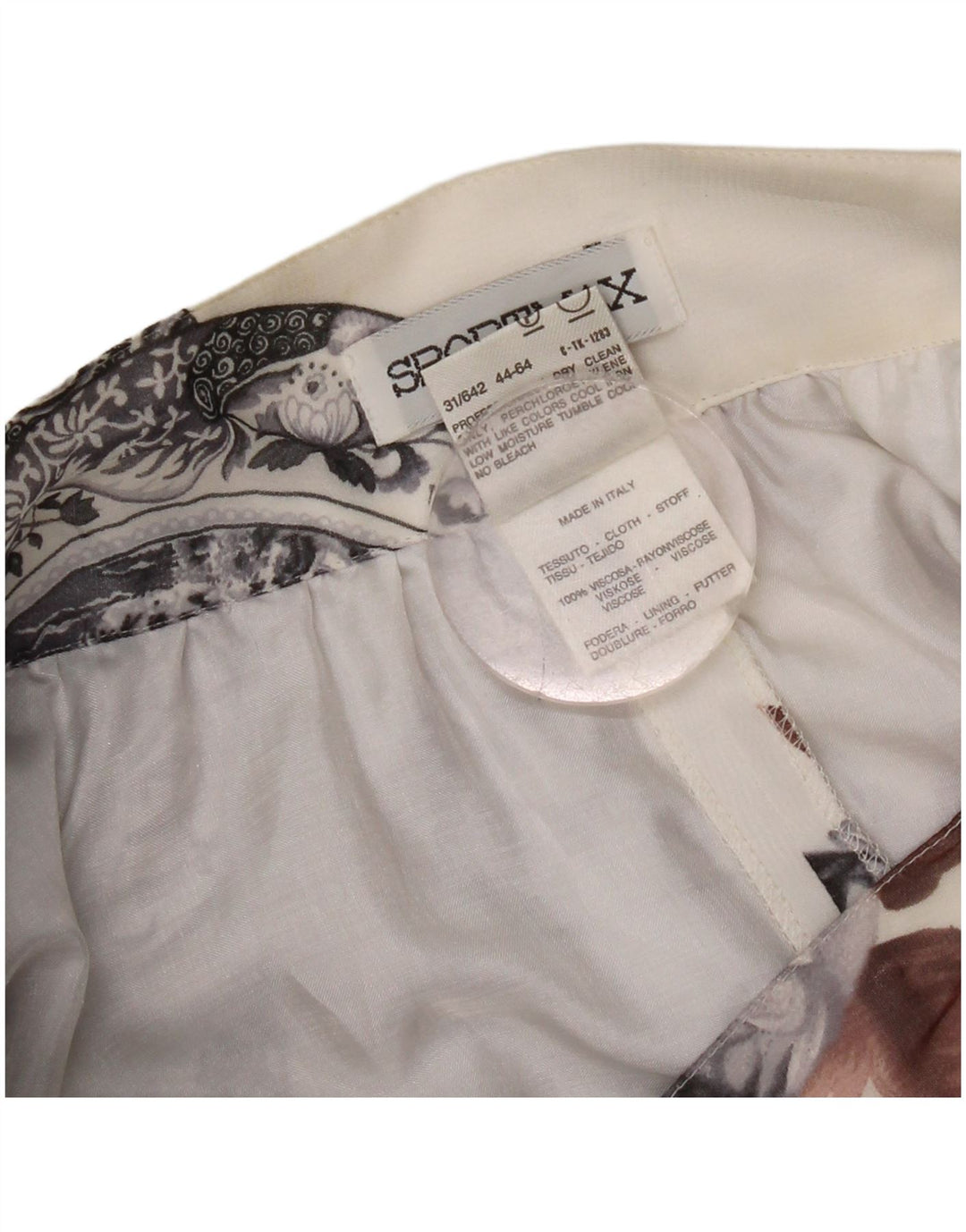 Sportmax Minifalda acampanada con estampado abstracto para mujer, talla 40, talla M, W28, color blanco