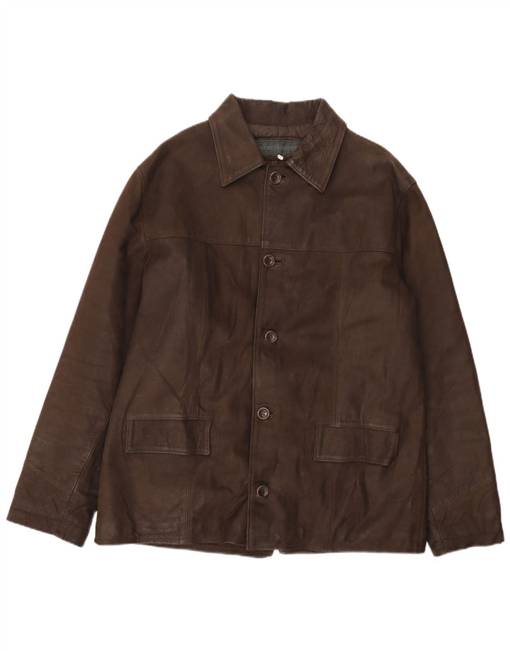 VINTAGE Chaqueta de cuero para hombre IT 48 Cuero marrón medio