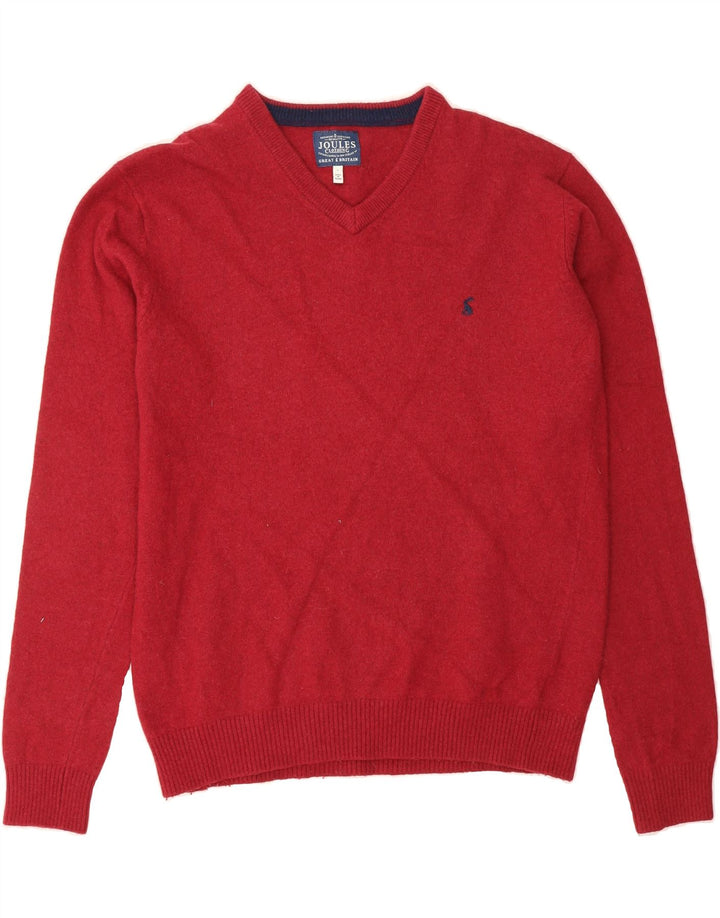 JOULES Mens V-Neck Jumper Sweater Large Red Wool Vintage Joules and Second-Hand Joules from Messina Hembry 