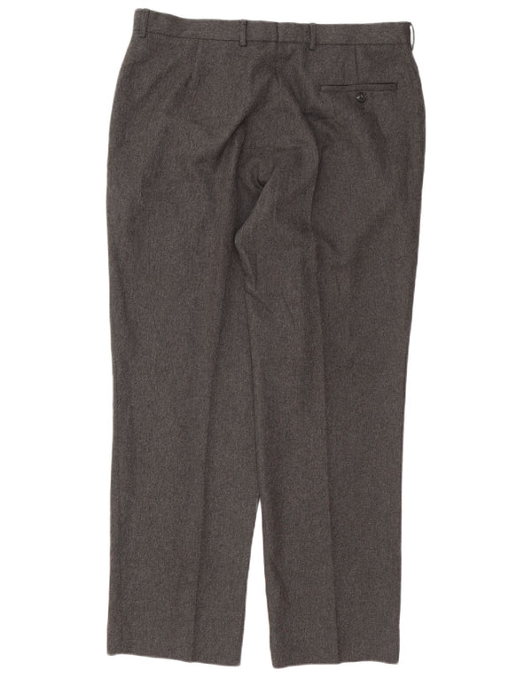 Marks & Spencer Pantalón de traje recto para hombre W36 L31 Poliéster gris