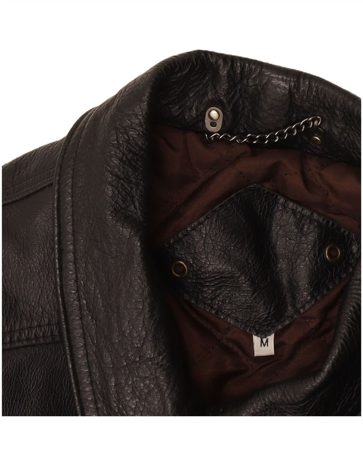 Vintage hombres chaqueta de cuero Reino Unido 38 medio negro