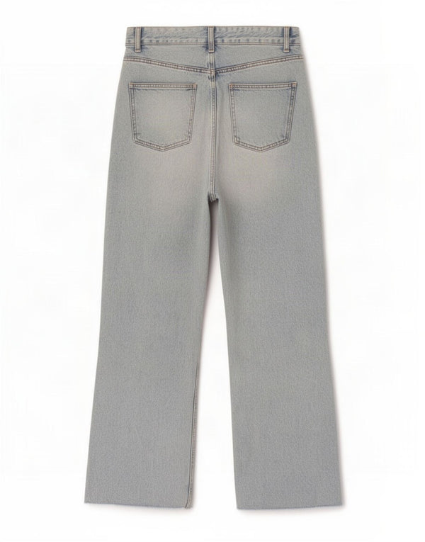 Zara Vaqueros desgastados de cintura alta y pierna ancha para mujer EU 42 Large W32 L31 Azul