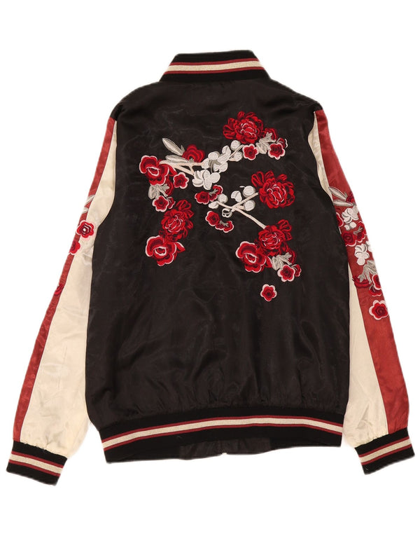 Biba Chaqueta bomber gráfica para mujer UK 8 Small Poliéster floral negro