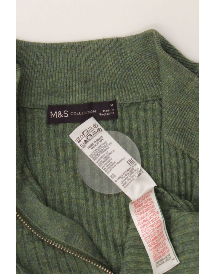 Marks & Spencer Jersey con cuello y cremallera para mujer UK 40 Poliéster verde medio