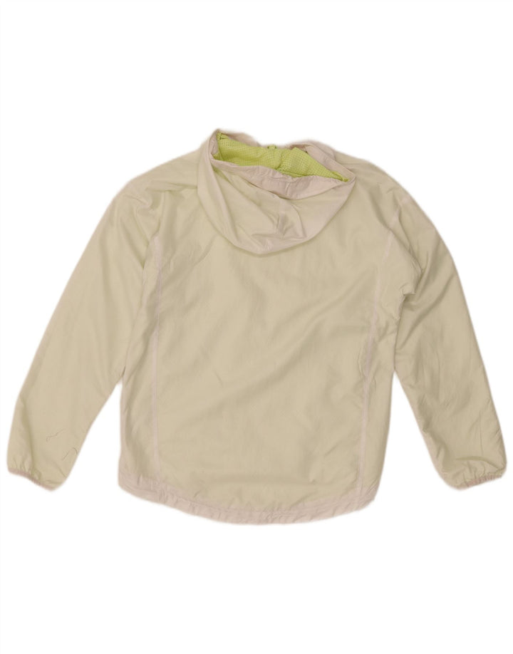 ADIDAS Girls Hooded Rain Jacket 11-12 Years White Polyester