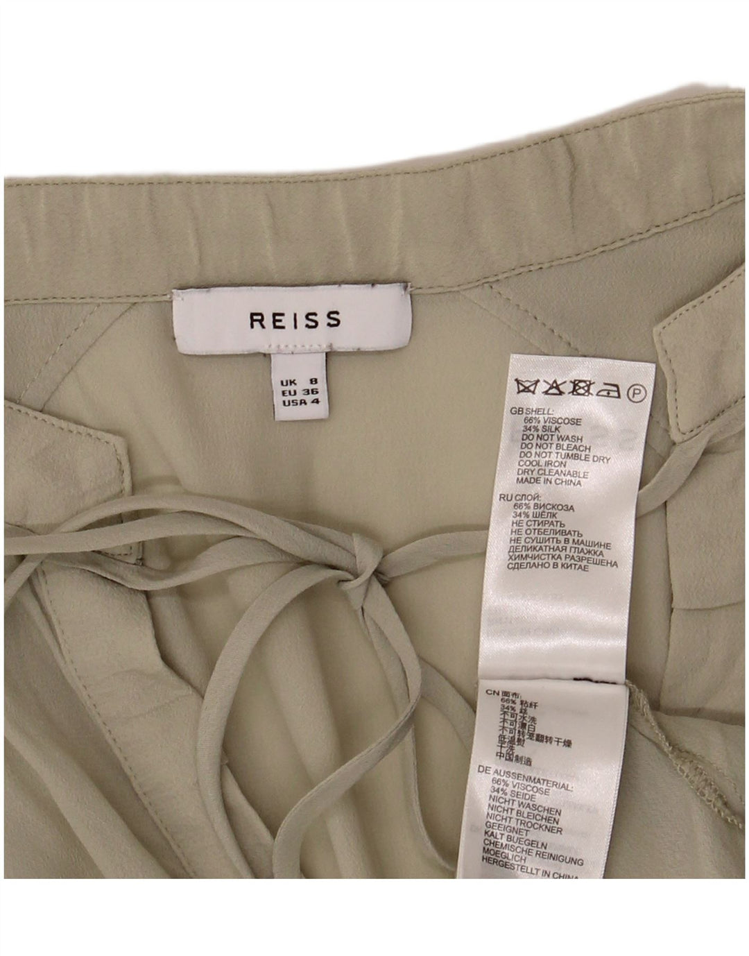 Reiss Blusa extragrande para mujer UK 8 Small Viscosa verde
