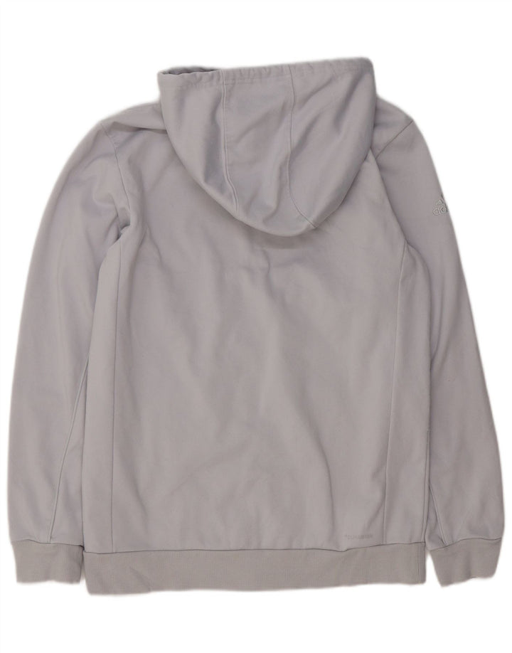 Adidas Hombre Zip Sudadera Con Capucha Suéter Gris Medio Poliéster