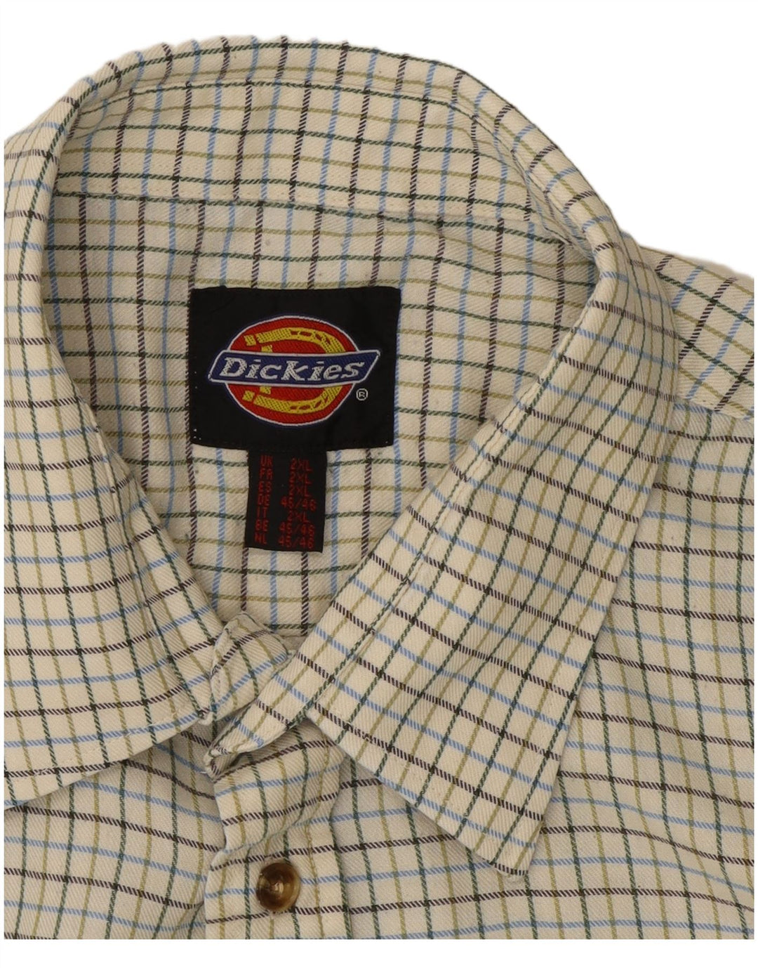 Camisa Dickies para hombre 2XL Off White Check