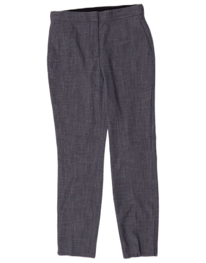 Zara Mujer Pantalón De Traje Slim Small W26 L27 Poliéster Geométrico Azul Marino