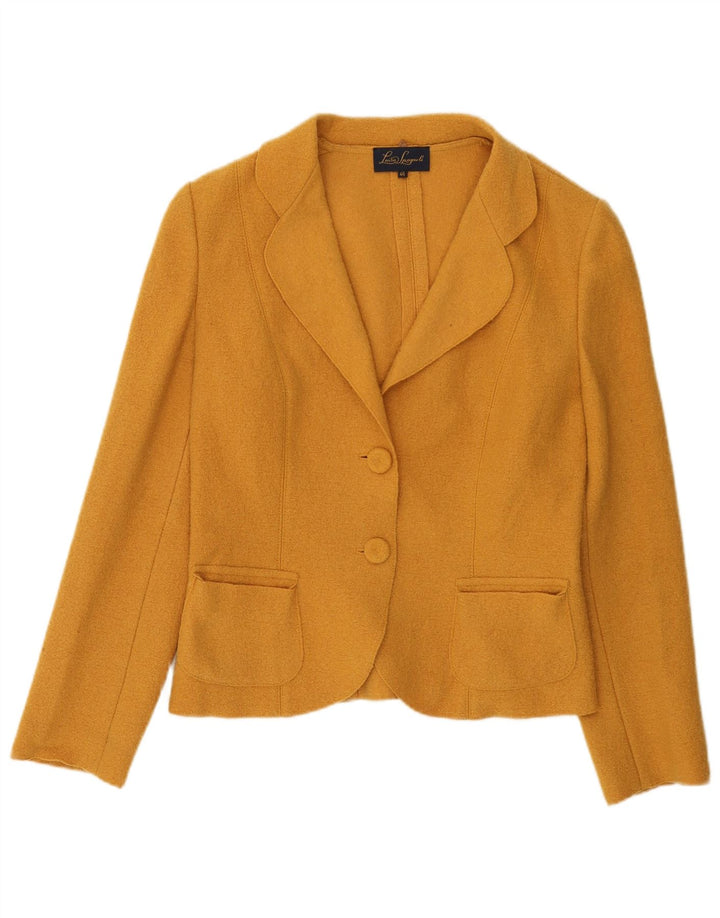 Luisa Spagnoli Chaqueta tipo blazer de 2 botones para mujer IT 46 Lana amarilla grande