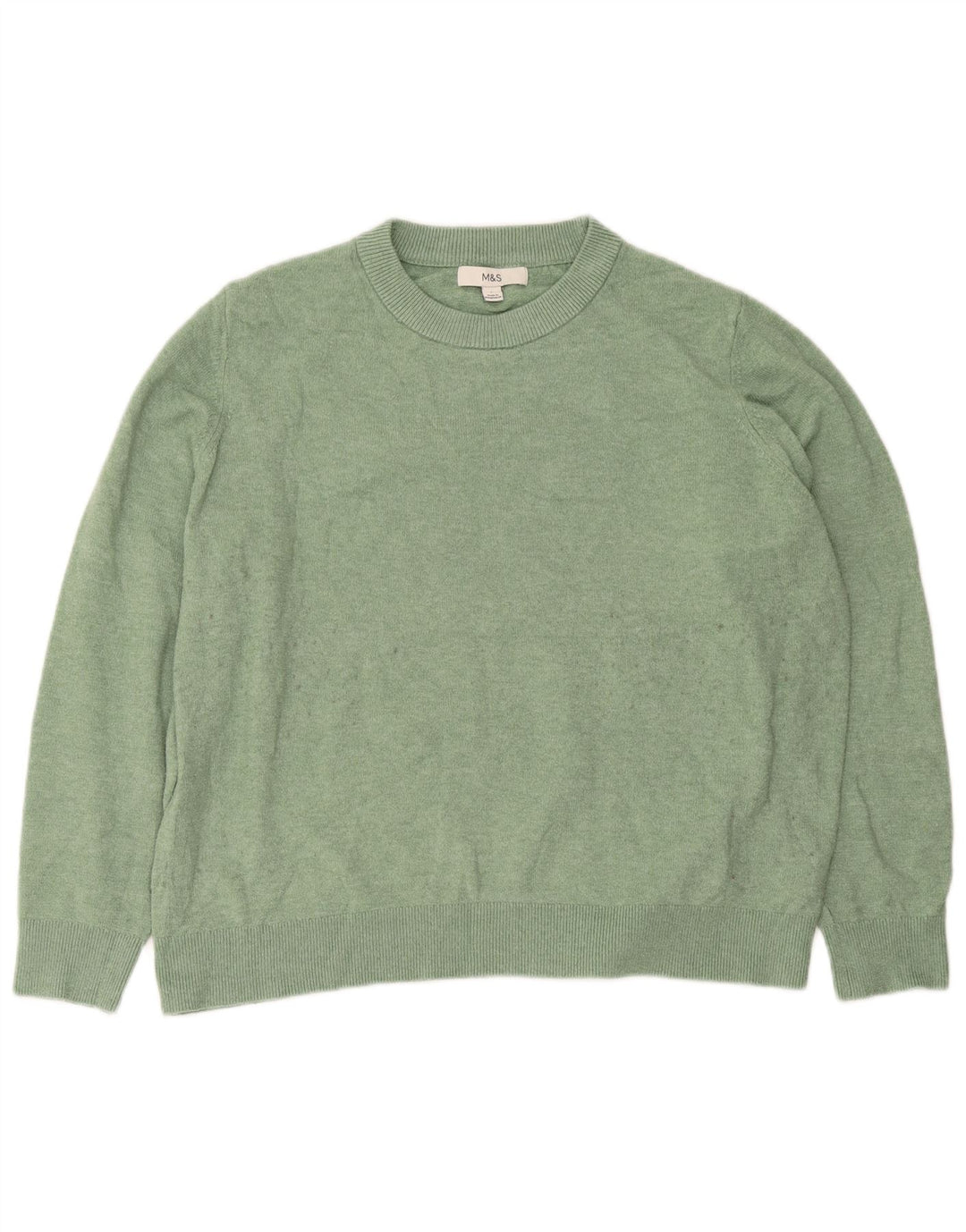 Marks & Spencer Jersey extragrande con cuello redondo para mujer, talla 40, color verde