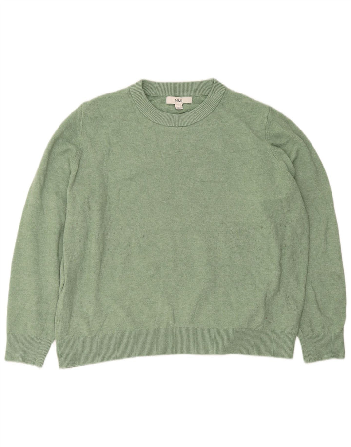 Marks & Spencer Jersey extragrande con cuello redondo para mujer, talla 40, color verde