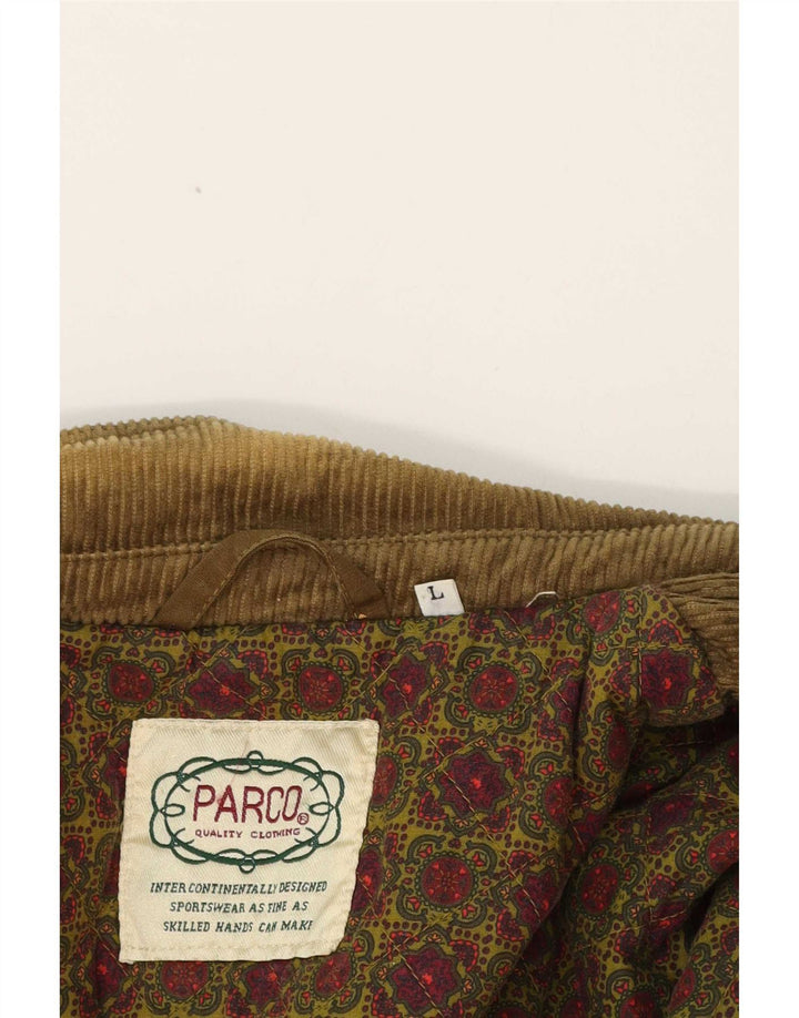 Vintage hombres chaqueta utilitaria Reino Unido 40 algodón marrón grande