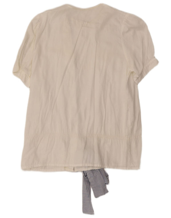 Vintage mujer camisa de manga corta blusa Reino Unido 14 rayas blancas grandes