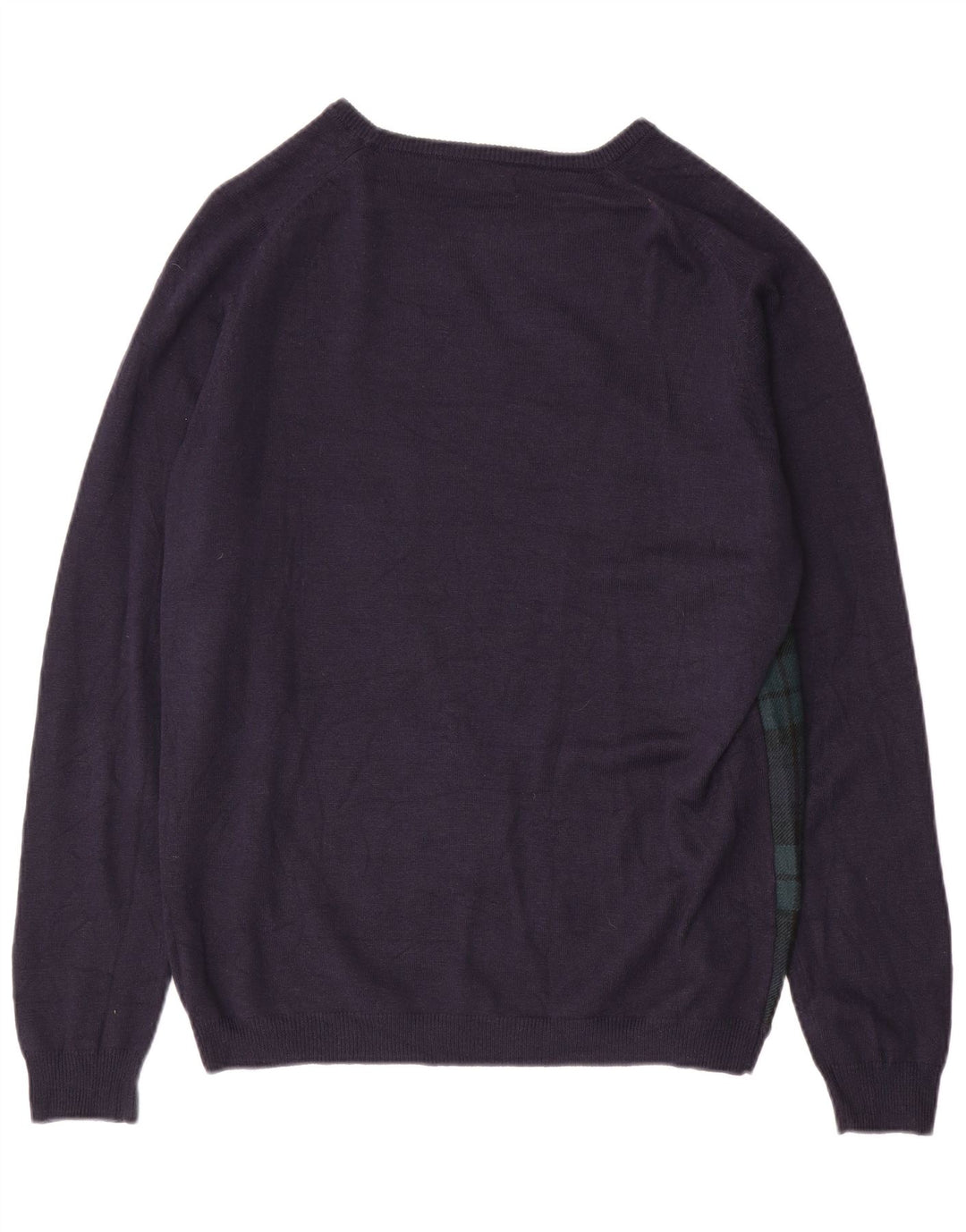 ZARA Hombre Jersey Cuello Barco XL Cuadros Azul Marino