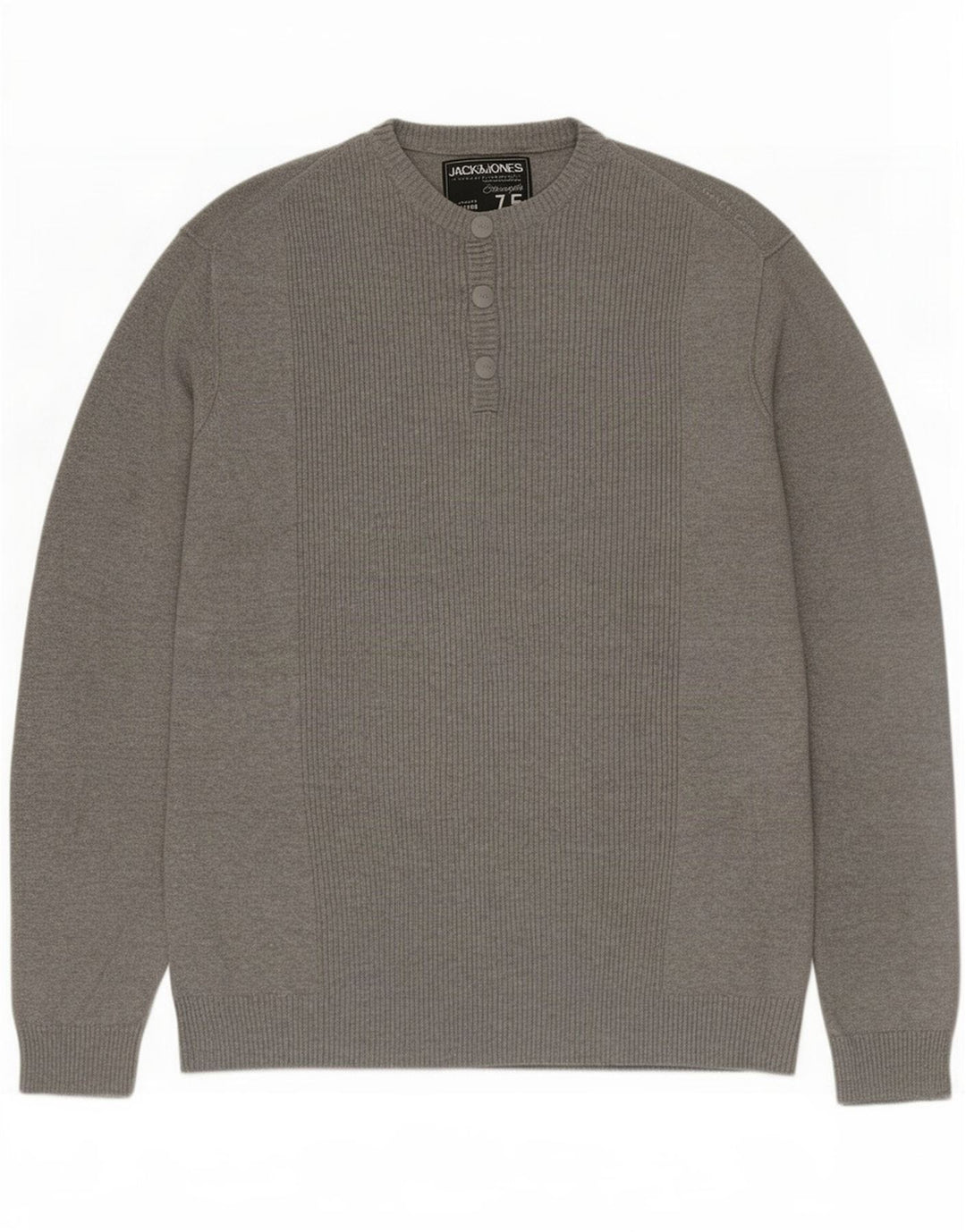 Jack & Jones Hombre Button Neck Jumper Sweater XL Gris