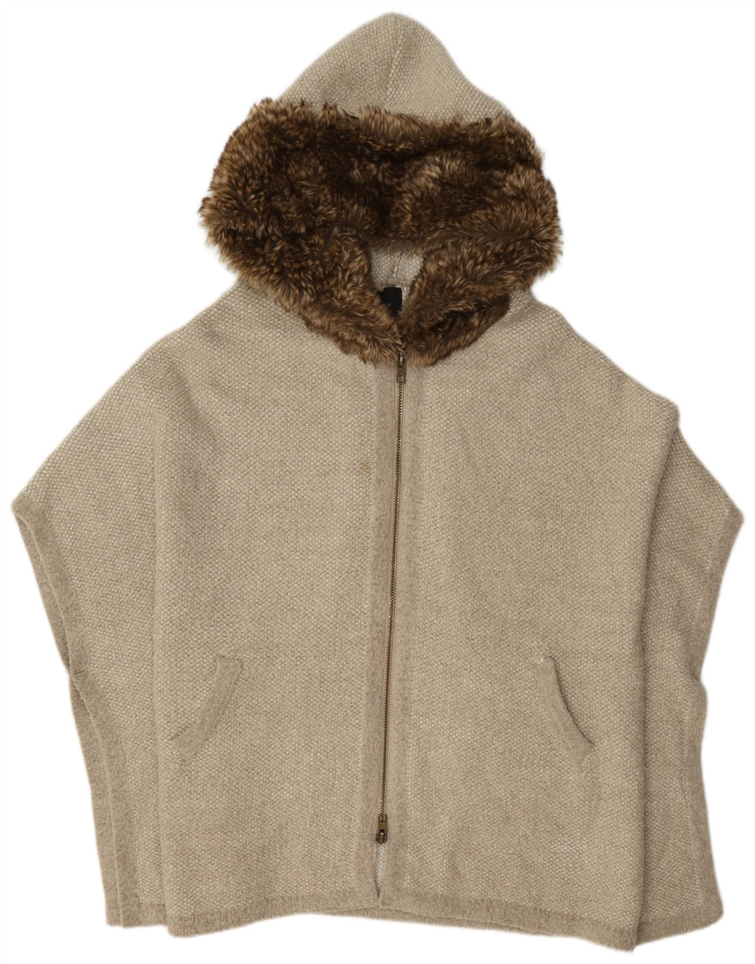 Zara Jersey tipo poncho con capucha para mujer ES 44 Gris medio