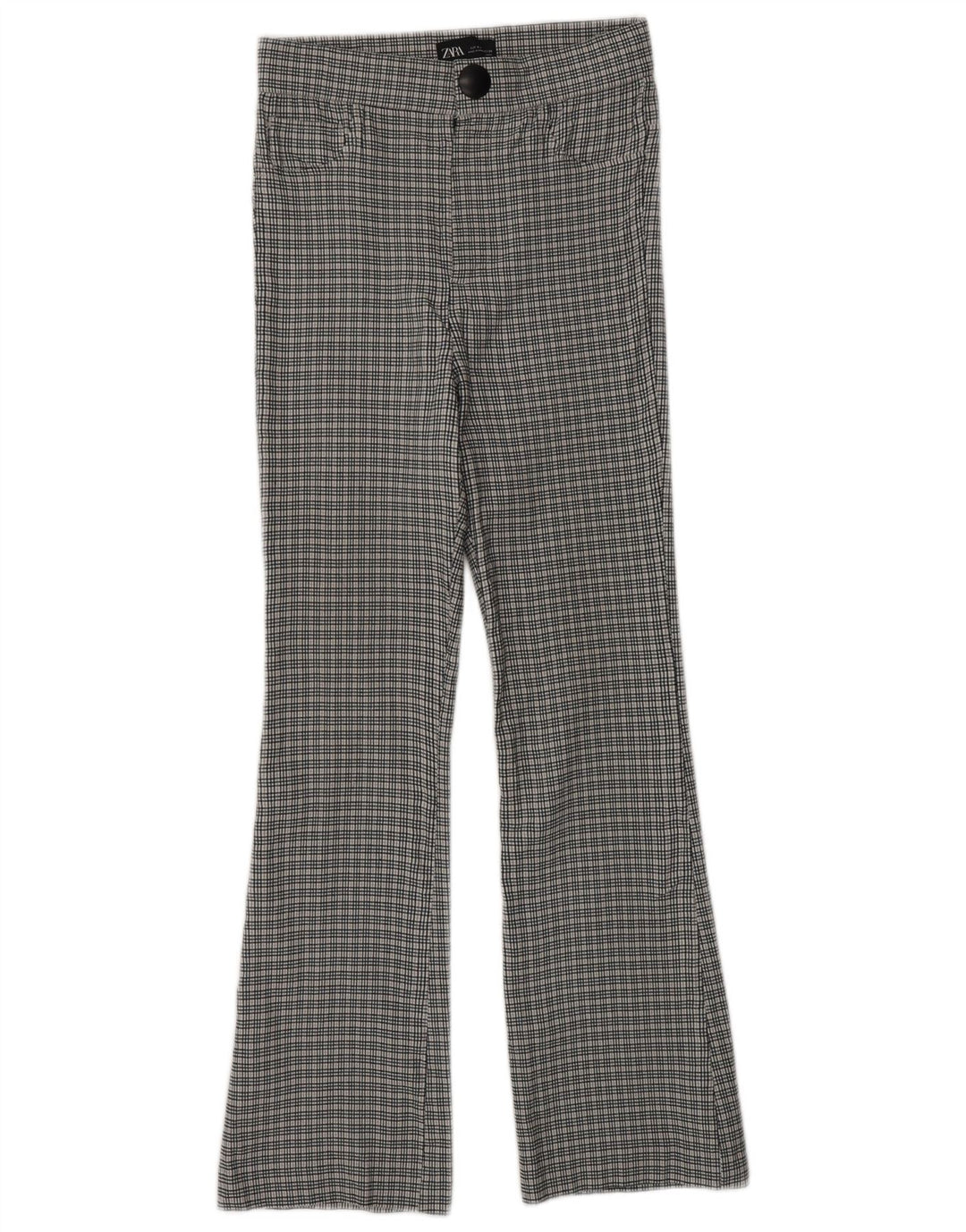 ZARA Mujer Pantalones Casuales Bootcut Pequeño W26 L26 Gris Chevron