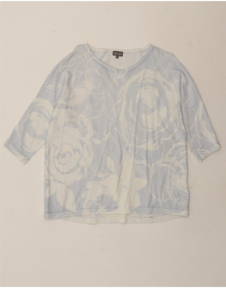 Phase Eight Top para mujer manga 3/4 UK 42 Algodón floral azul medio