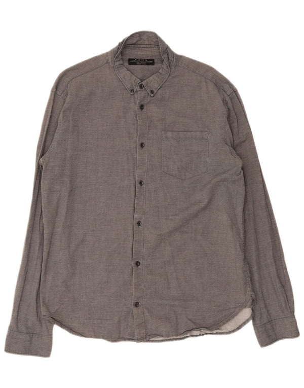 Camisa All Saints Hombre Grande Gris Algodón