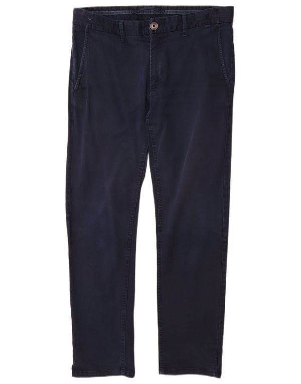 Zara Mens Slim Chino Pantalones EU 42 Large W32 L28 Azul Marino