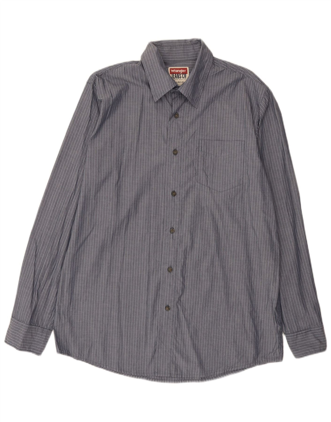 Camisa de hombre Wrangler Large de algodón con rayas diplomáticas azules
