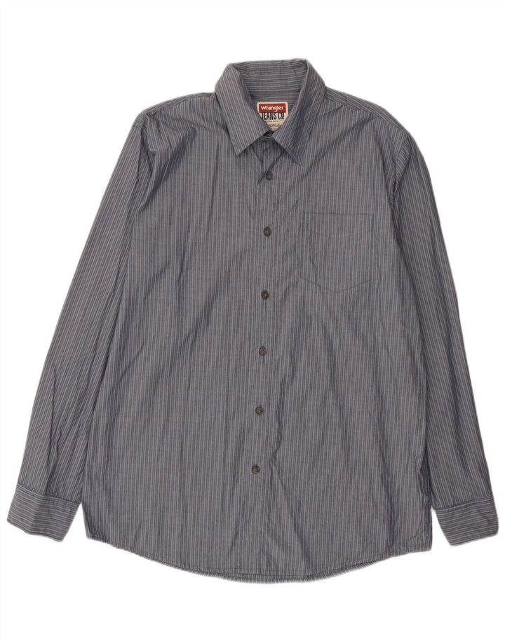 Camisa de hombre Wrangler Large de algodón con rayas diplomáticas azules