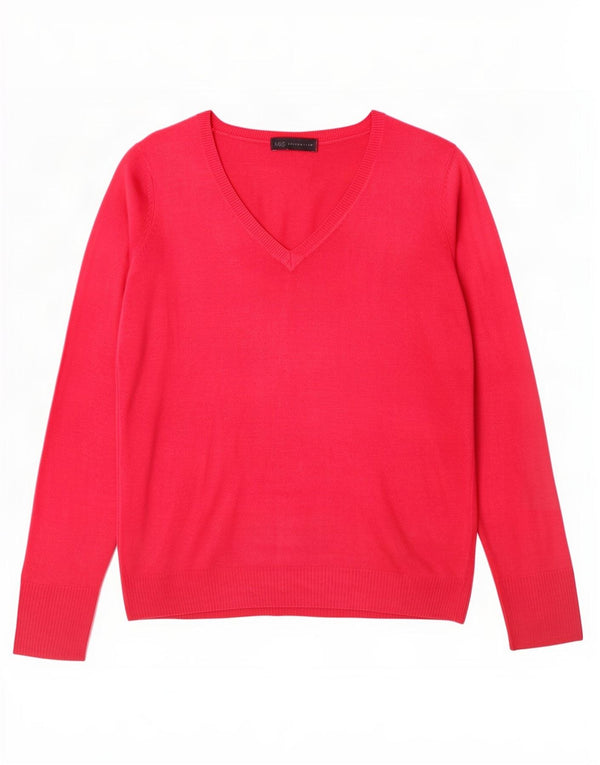 Marks & Spencer Suéter con Cuello en V para Mujer UK 44 Grande Acrílico Rosa