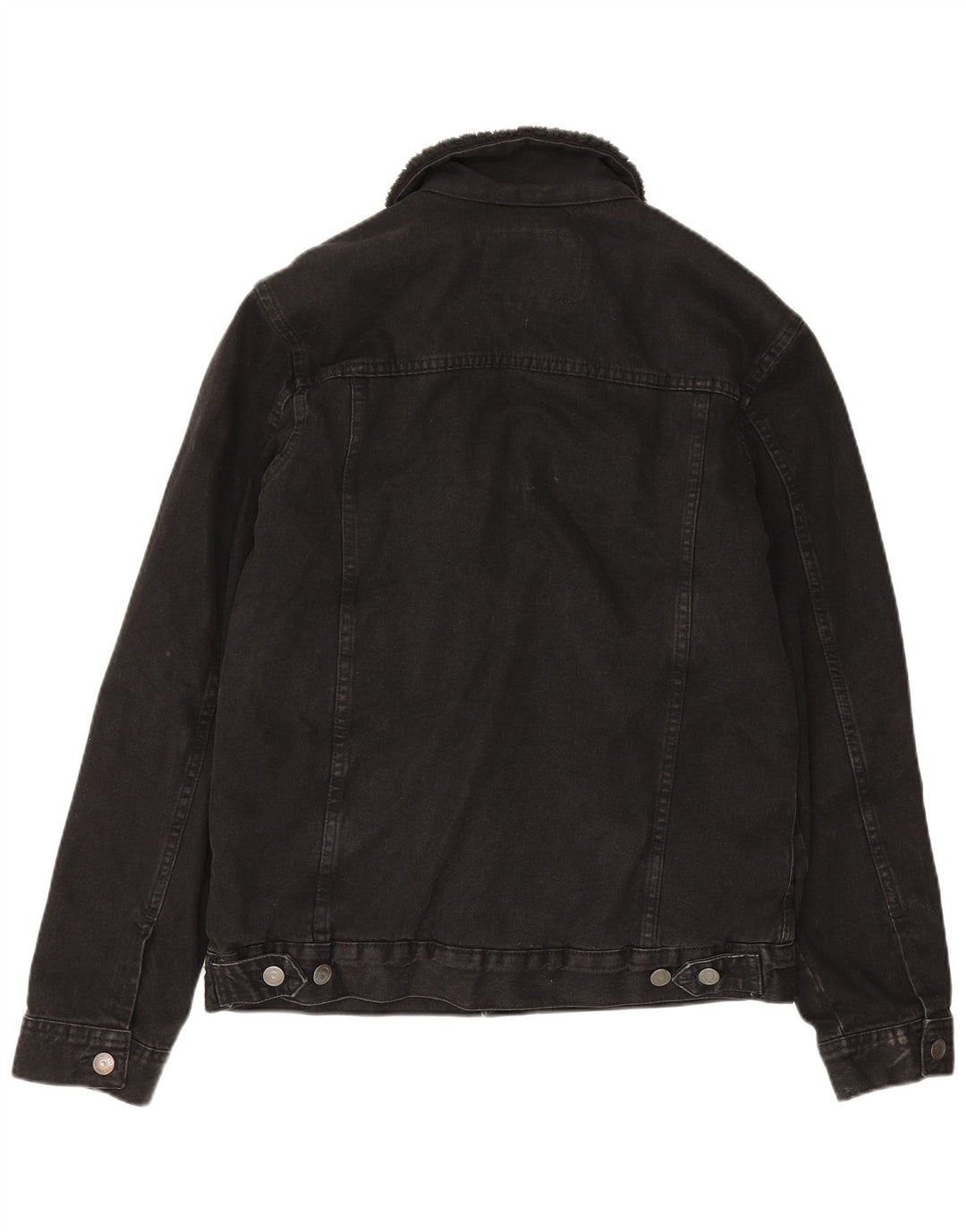 Zara Mens Sherpa Denim Jacket UK 38 Medium Negro Poliéster