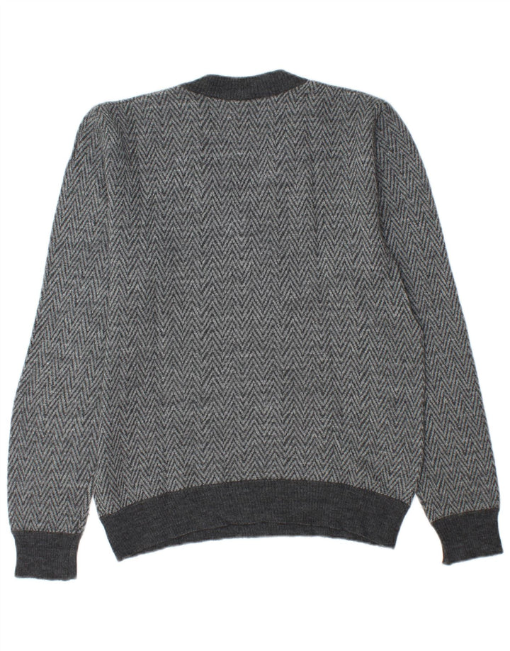 ALMIRA Suéter con Cuello en V para Hombre Pequeño Gris Chevron