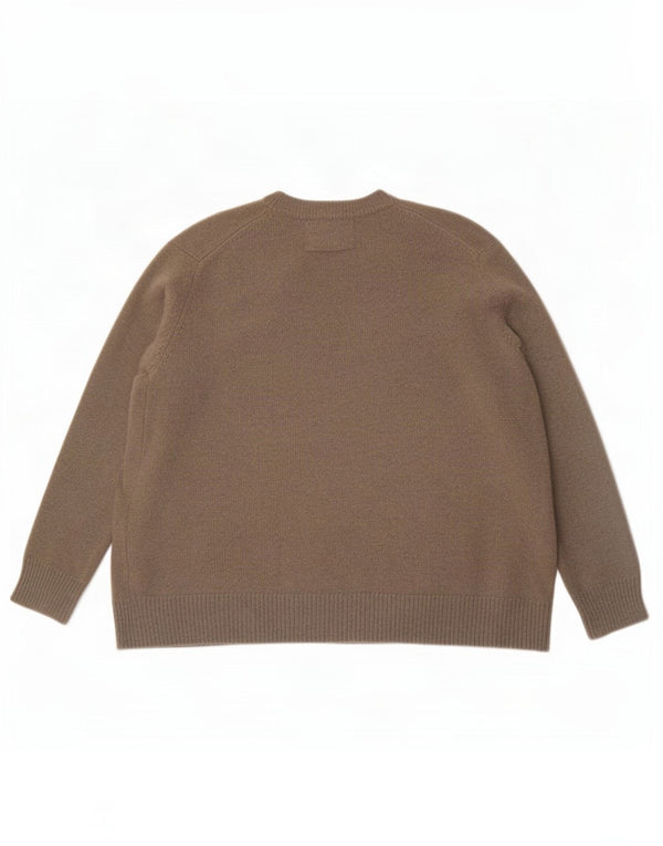 Zara Suéter oversize con cuello en V para mujer UK 44 Medium Khaki Cashmere