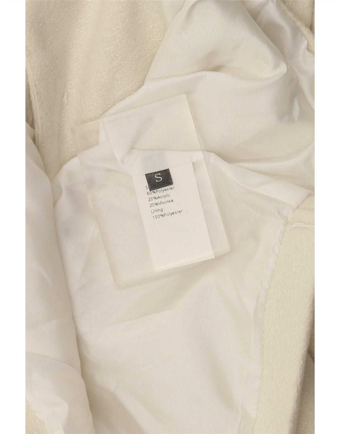 Vintage mujer Bolero chaqueta Reino Unido 10 pequeño poliéster blanco apagado